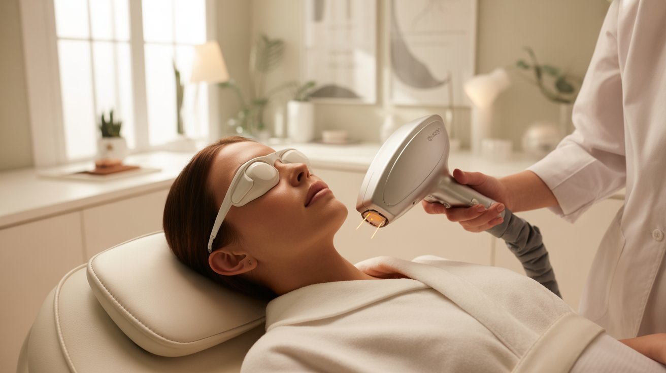 Female dermatologist performing laser skin treatment in Ahmedabad at Morph Aesthetic.